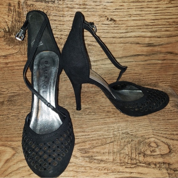 Rampage Black Suede Ankle Strap Heels - Picture 2 of 6